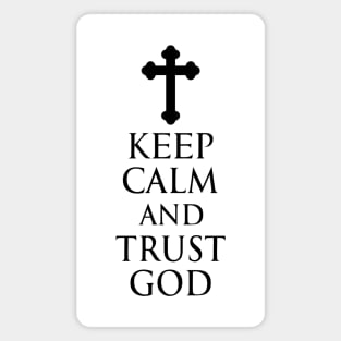 Keep Calm And Trust God - Cross Bottony - Black - Christian Series 4B Magnet